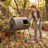 142  Large Outdoor Compost Tumbler with Dual Chambers-Coffee