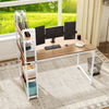 Computer Desk with Power Strip 120 CM Study Writing Desk with Bookshelf-Natural