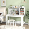 Computer Desk with 3 Storage Shelves and Cable Hole for Study-White