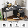 Wooden Computer Desk with Drawer and Cabinet-Black