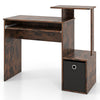 Space-saving Computer Desk with Open Shelf and Fabric Storage Drawer-Rustic Brown