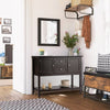 Wooden Buffet Table with Spacious Tabletop and Large Storage Rack-Brown