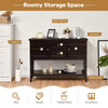 Wooden Buffet Table with Spacious Tabletop and Large Storage Rack-Brown