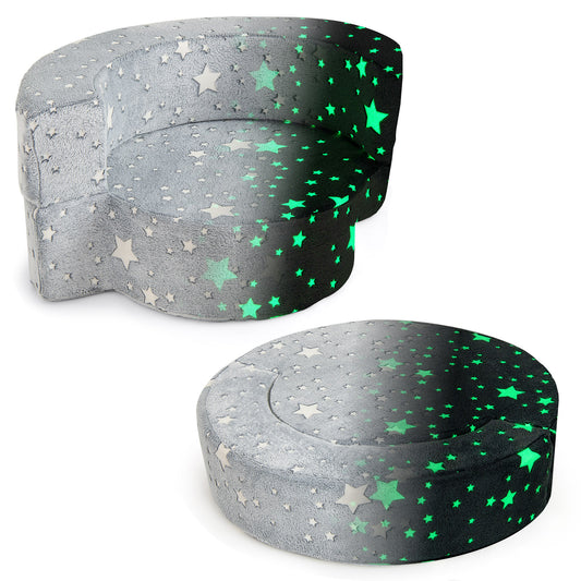 Convertible Glow-in-the-Dark Kids Sofa with Removable Washable Cover shown as chair and floor pad