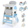 Convertible Baby High Chair with Double-layer Tray and Adjustable Backrest-Blue
