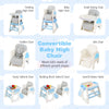 Convertible Baby High Chair with Double-layer Tray and Adjustable Backrest-Blue