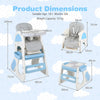 Convertible Baby High Chair with Double-layer Tray and Adjustable Backrest-Blue