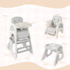Convertible Baby High Chair with Double-layer Tray and Adjustable Backrest-Grey