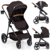 Convertible Baby Stroller with Footmuff and Extendable Canopy-Black