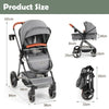 Convertible Baby Stroller with Footmuff and Extendable Canopy-Grey