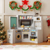 Corner Kitchen Playset with Pull-out Trash Can-Light Grey