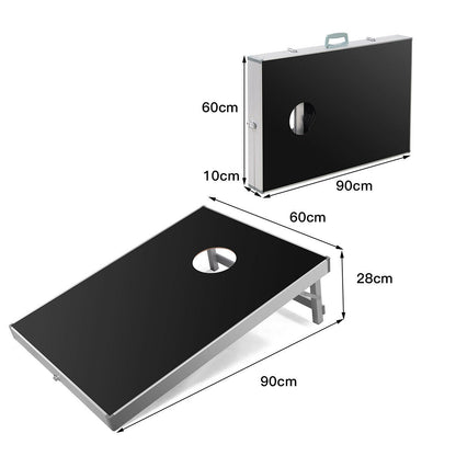 Cornhole board with dimensions shown