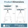 Counter Height Swivel Bar Stools Set of 2 Upholstered Barsools with Backrest-Blue