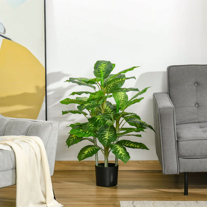 HOMCOM 2 PCs Artificial Evergreen Tree Fake Decorative Plant in Nursery Pot for Indoor Outdoor Décor, Green