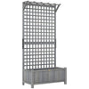 Outsunny Raised Bed with Drainage Holes, Wood Planter with Trellis for Climbing Plants, Dark Grey