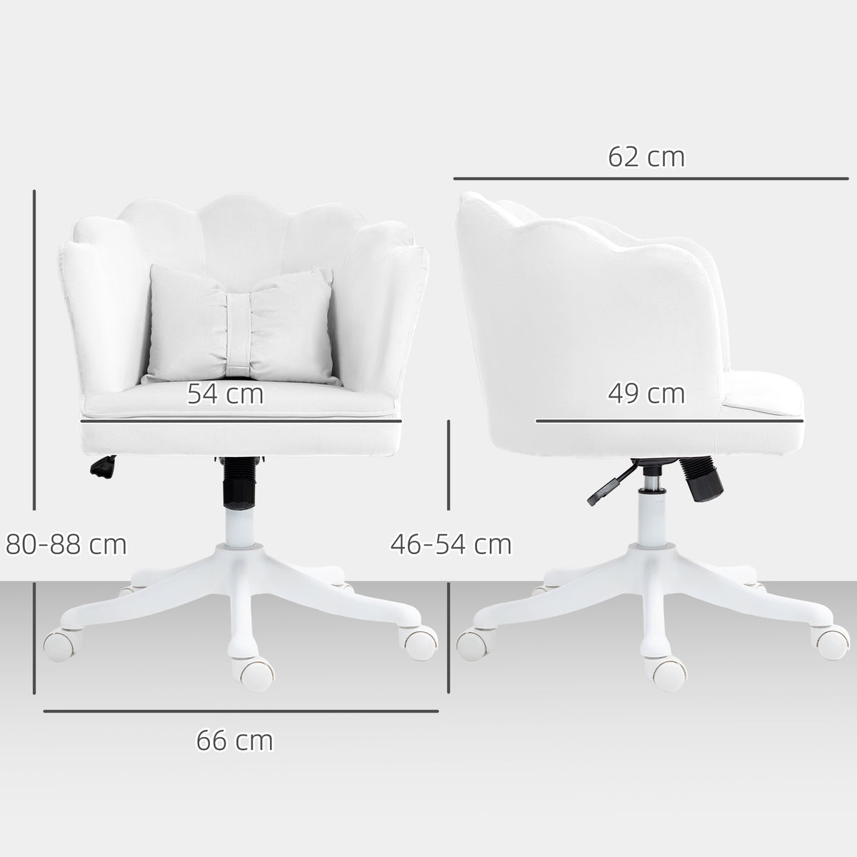 HOMCOM Velvet-Feel Petal Back Office Chair in White