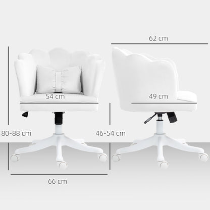 HOMCOM Velvet-Feel Petal Back Office Chair in White