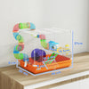 PawHut 2 Tier Hamster Cage, Gerbil Cage with Handle, Exercise Wheels, Tunnel, Water Bottle, Dishes, Ladder, for Dwarf