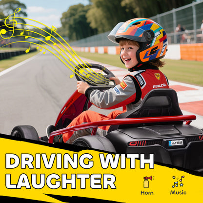 HOMCOM 24V Electric Go Kart for Kids, Drift Ride-On Racing Go Kart with 2 Speeds, for Boys Girls Aged 8-12 Years Old, Red