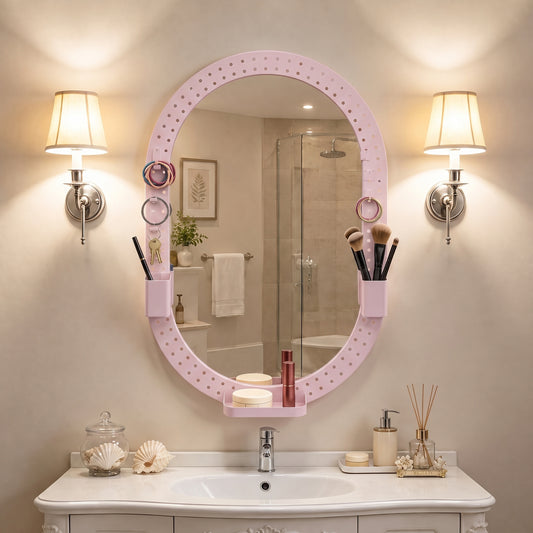HOMCOM Oval Wall Mirror in Pink