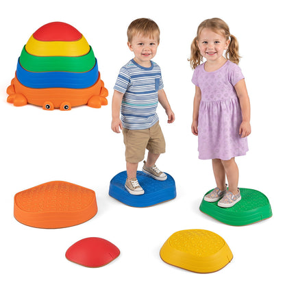 Cute Crab Theme 5 Pieces Stepping Stones Non-Slip Design with a crab stack and four individual stones