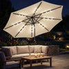 Outsunny 2.6 m Garden Parasol Umbrella with LED Solar Light, Parasol Cover, Outdoor Market Patio Umbrella, Beige