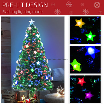 HOMCOM 5FT Prelit Artificial Christmas Tree in Green