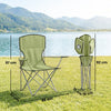 Outsunny Camping Chair Set of 2 Portable Folding Outdoor Camp Chair with Cup Holders and Carry Bag Green