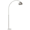 HOMCOM Arc Floor Lamp for Living Room, Modern Adjustable Standing Lamp with Faux Black Marble Base Silver Tone