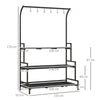 Outsunny 3 Tiered Plant Rack with Hanging Hooks, Tall Plant Stand for Indoor Outdoor Porch Balcony Use, Black