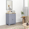 HOMCOM Side Storage Multi-use Sideboard Table Kitchen Floor Cabinet with Solid Wood Top, Adjustable Shelf, Drawer, Grey