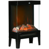 HOMCOM 180 Charming Electric Fireplace Heater, Quiet Freestanding Stove with LED Flame Effect, Level-less Temperature Control, Overheating Protection, 1000W/2000W, Black