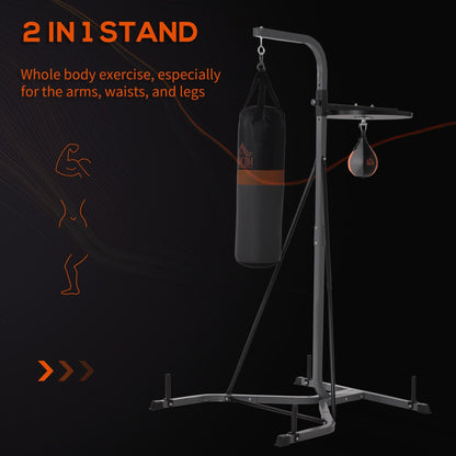HOMCOM Freestanding Boxing Punch Bag & Speed ball Station, for Home Gym, Grey