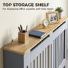 HOMCOM Slatted Radiator Cover, Painted Cabinet with Line Grill Design, 152L Ã 19W Ã 81H cm, Grey