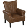HOMCOM Upholstered Accent Chair with Rolled Arms and Wood Legs, Armchair for Living Room Bedroom, Brown