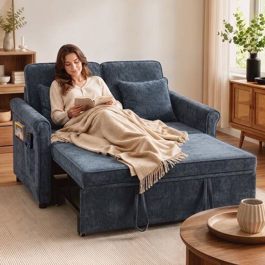 HOMCOM 2 Seater Sofa Bed in Dark Blue