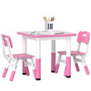 AIYAPLAY Height Adjustable Toddler Table and Chair Set, 3-Piece Children Activity Table w/ 2 Chairs for Playroom, Bedroom - Pink