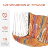 Outsunny Outdoor Hanging Rope Chair with Soft Padded Seat & Backrest, Garden Hammock Chair with Wooden Support Bar Cotton Cloth, Portable Garden Chair for Patio & Tree, Orange