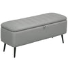 HOMCOM 92 x 31cm Linen-Look Storage Ottoman - Light Grey