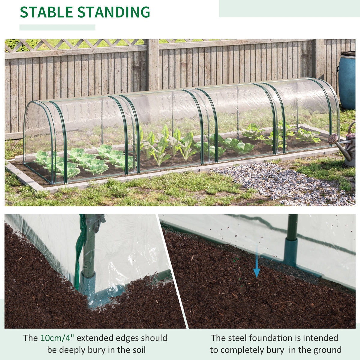 Outsunny 395 x 100 cm Low Tunnel Greenhouse - Clear