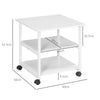 HOMCOM Three-Tier Steel Printer Stand, with Wheels - White