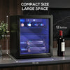 HOMCOM 12 Bottle Wine Cooler, 36 Litre Capacity, 4-16Â°C Under Counter Drinks Beer Wine Fridge with Glass Door, LED Light, Black