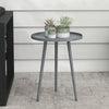 Outsunny Round Garden Coffee Table, Outdoor Side Table with Rounded Steel Edge, ¯40 x 50H cm, Grey