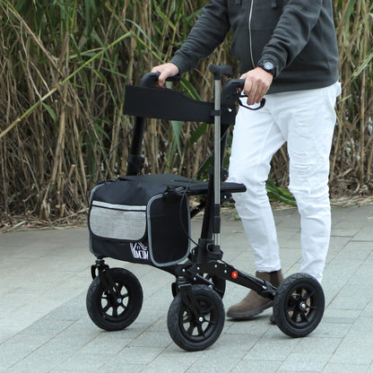 HOMCOM Folding Rollator Walker with Padded Seat in Black