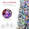 HOMCOM 7.5' Artificial Prelit Christmas Trees Holiday DÃ©cor with Colourful LED Lights, Flocked Tips, Berry, Pine Cone