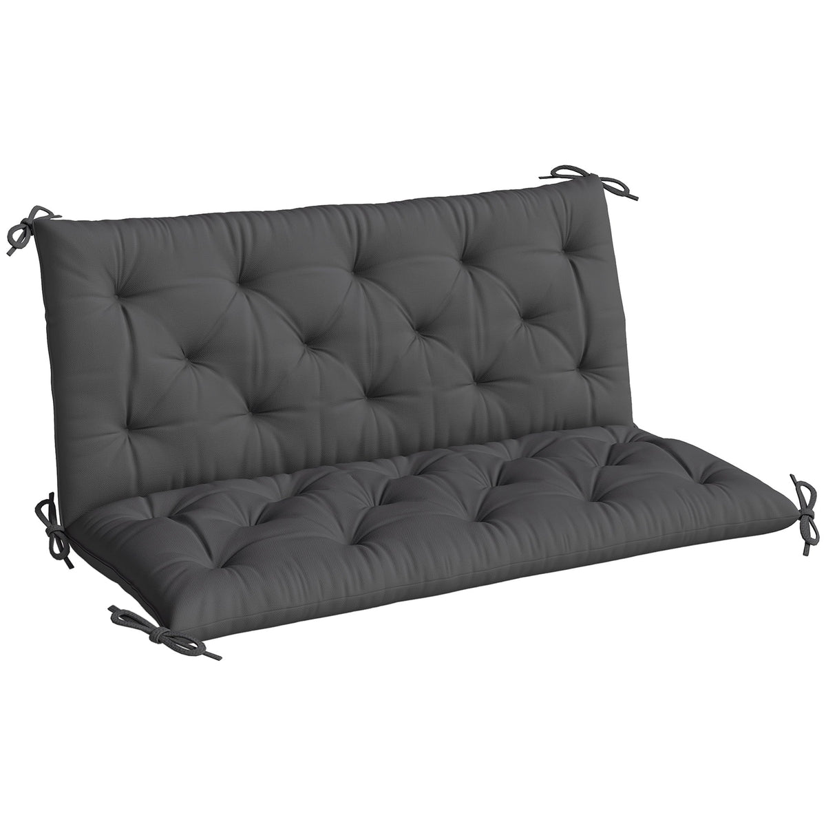 Outsunny Garden Bench Cushion, 2 Seater Swing Chair Cushion, Seat Pad with Ties for Indoor and Outdoor Use, 110 x 120 cm, Black
