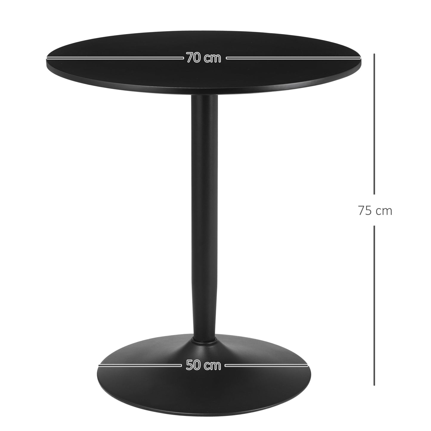 HOMCOM 75H x a70cm Two-Person Minimalistic Dining Table - Black