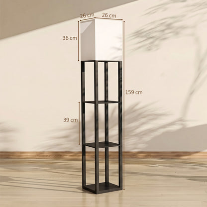 HOMCOM Floor Lamp with Shelves in Black
