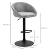 HOMCOM Modern Bar Stools Set of 2, Height Adjustable Swivel Barstools, PU Leather Upholstered Bar Chair with Backrest, Armrests and Footrest for Breakfast Bar, Counter, Kitchen, Light Grey