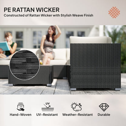 Outsunny 8 Piece Rattan Corner Sofa Set in Black